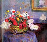 Famous Life Paintings - Still Life Round Bowl with Flowers